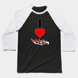 I Heart Indonesia Vertical I Love Indonesian National Flag Map Baseball T-Shirt